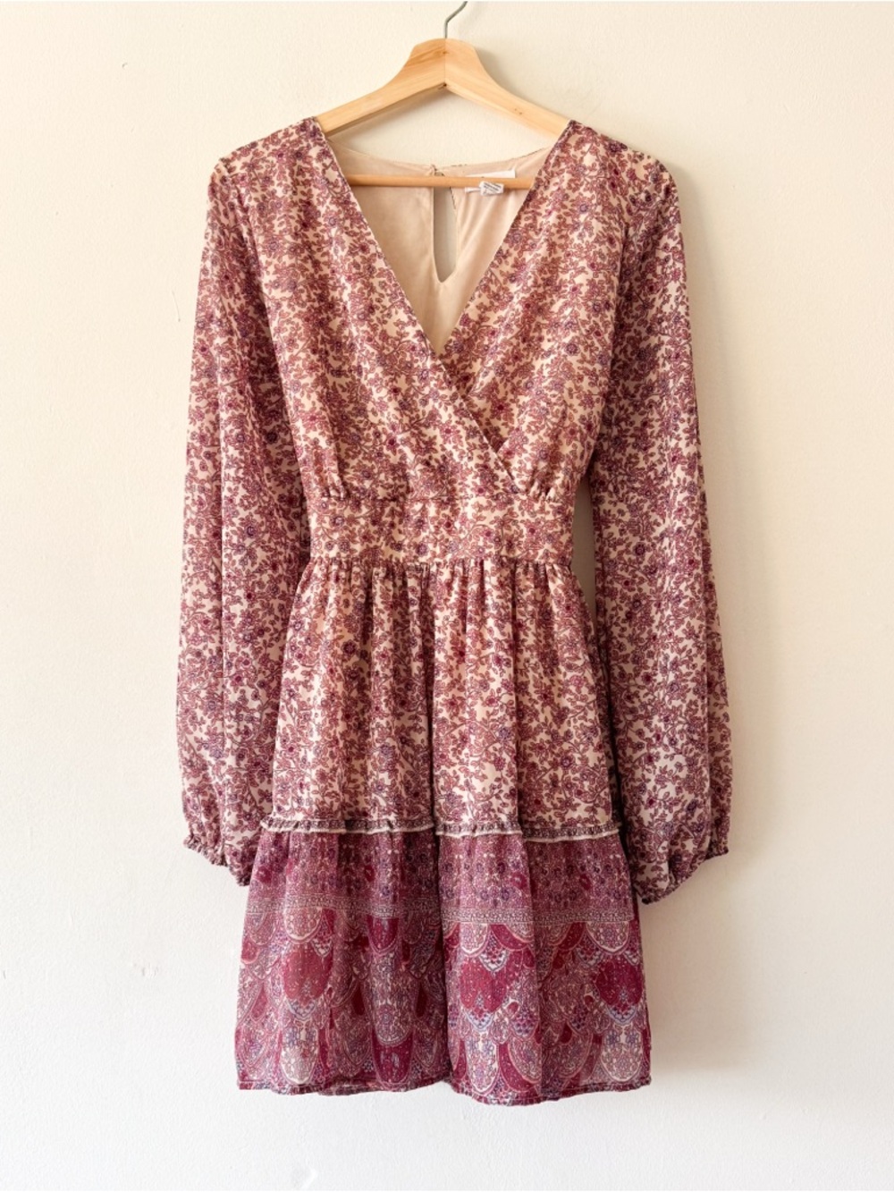 Japna Western Layered Boho Chiffon‎ Floral Flirty Fun Short Prairie Dress Size L